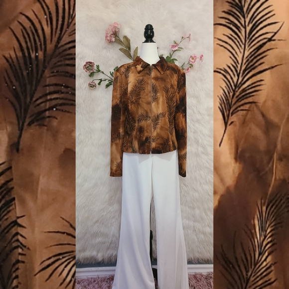 Vintage brown ombré with glitter feathers zip up - Picture 6 of 6